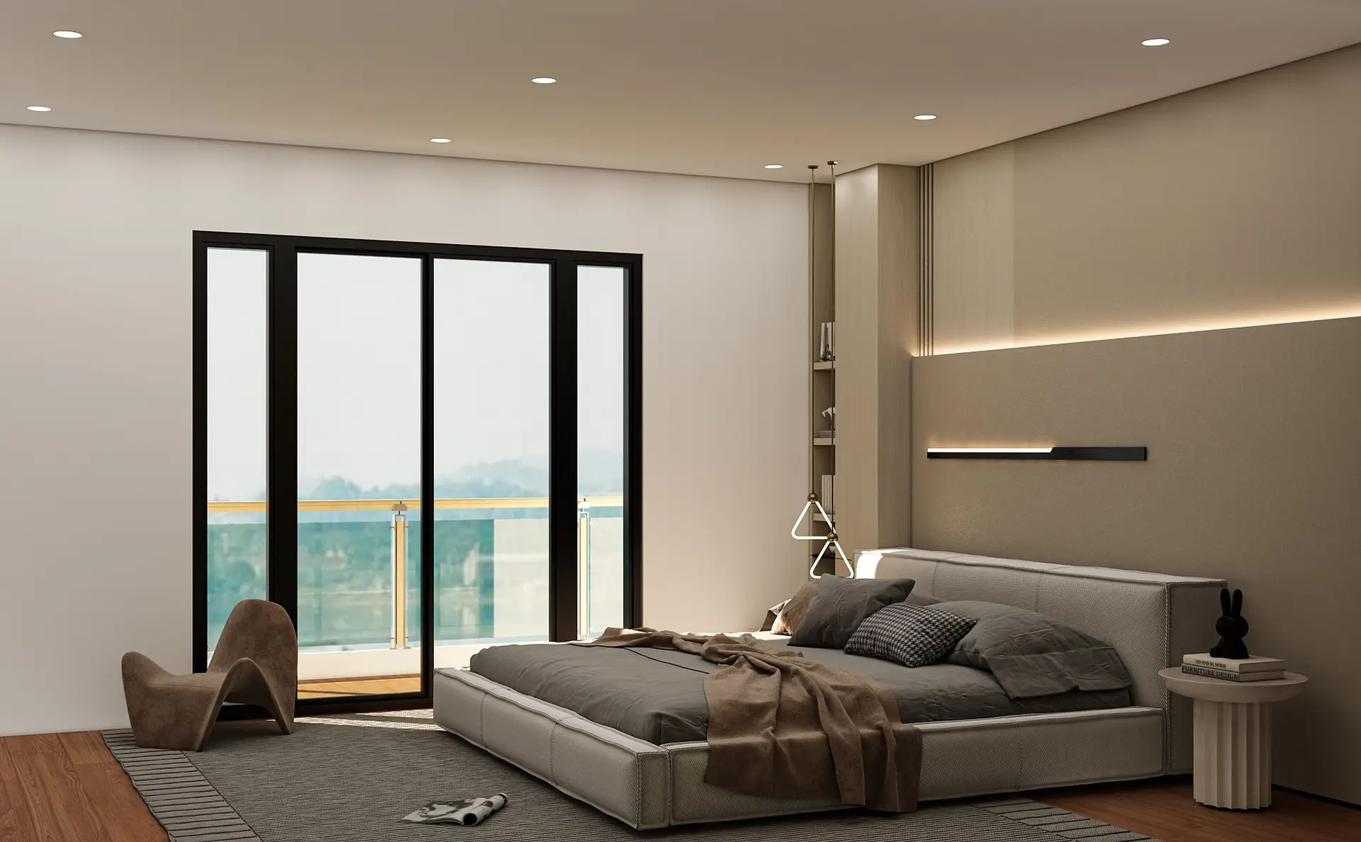 Muskoka Lakes bedroom with serene styling